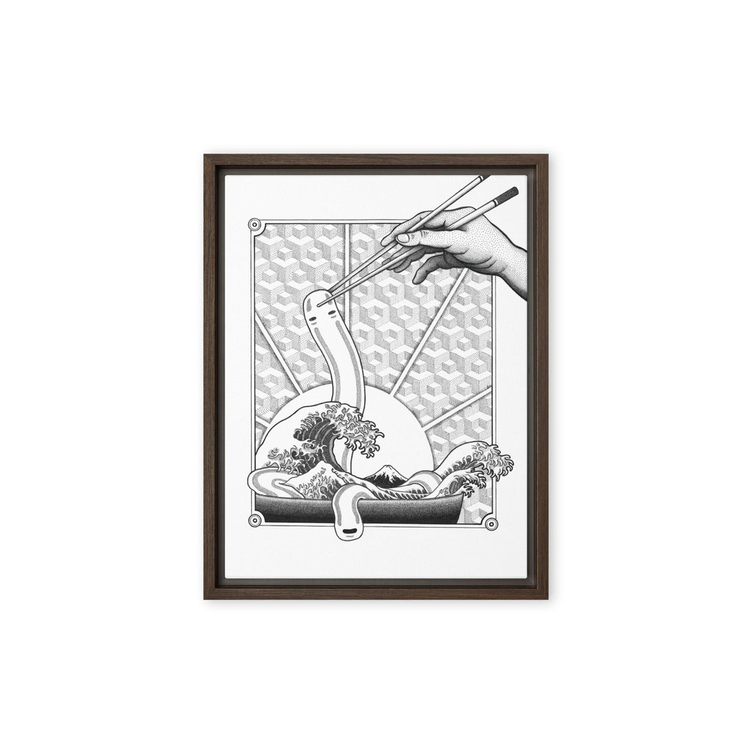 Gerahmte Leinwand - Ghibli Ramen Pavel Illustrations Braun / 30x41 cm (12″×16″) artlia