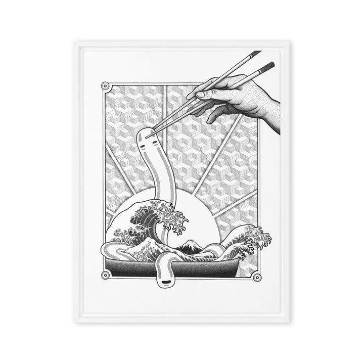 Gerahmte Leinwand - Ghibli Ramen Pavel Illustrations Weiß / 46x61 cm (18″×24″) artlia