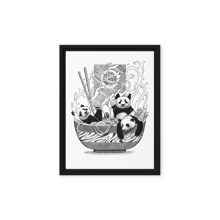 Gerahmte Leinwand - Panda Ramen Pavel Illustrations 30x41 cm (12″×16″) / Schwarz artlia