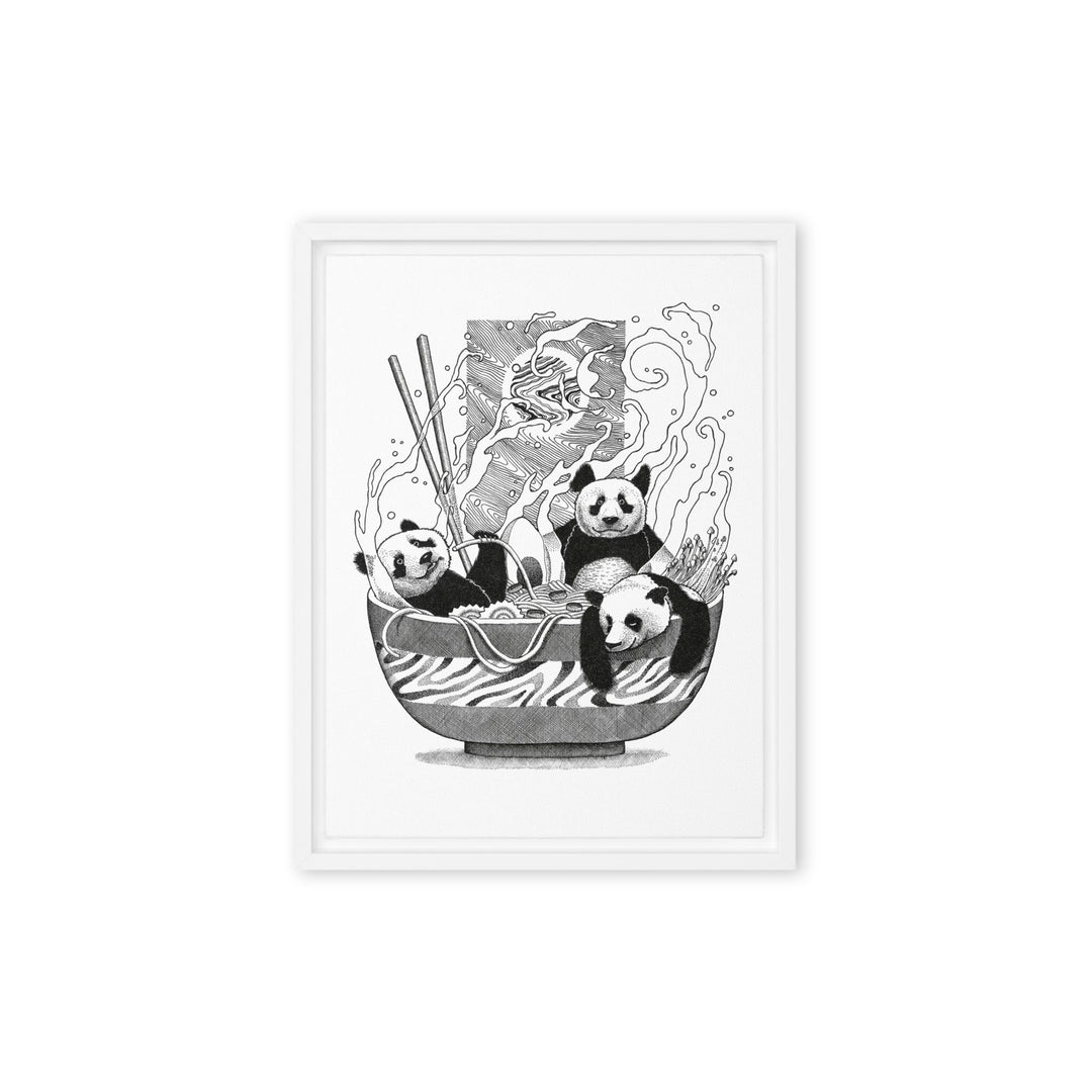 Gerahmte Leinwand - Panda Ramen Pavel Illustrations 30x41 cm (12″×16″) / Weiß artlia