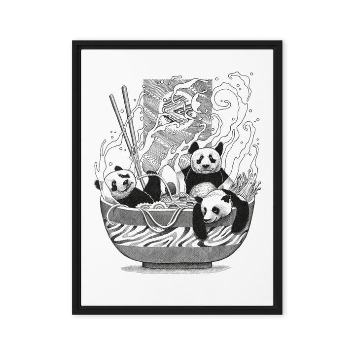 Gerahmte Leinwand - Panda Ramen Pavel Illustrations 46x61 cm (18″×24″) / Schwarz artlia