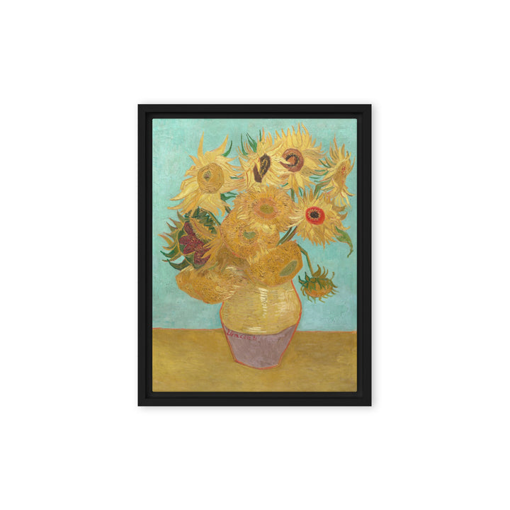 Gerahmte Leinwand - Sonnenblumen, 1889 Vincent van Gogh Schwarz / 30x41 cm (12″×16″) artlia