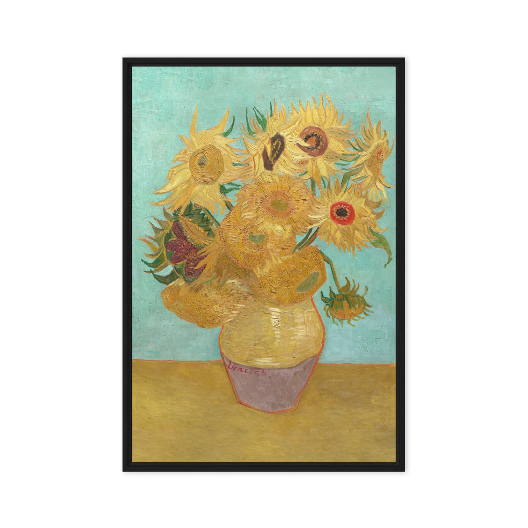 Gerahmte Leinwand - Sonnenblumen, 1889 Vincent van Gogh Schwarz / 61x91 cm (24″×36″) artlia