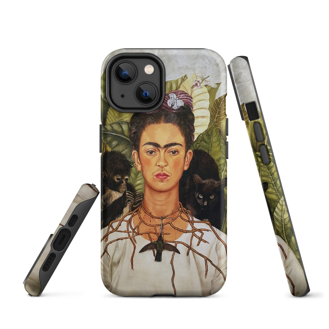 Hardcase iPhone® Handyhülle - Frida Kahlo with Thorn Necklace and Hummingbird Kuratoren von artlia iPhone 14 artlia