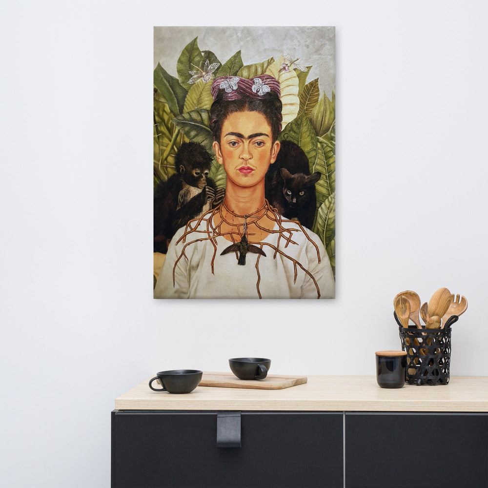 Leinwand - Frida Kahlo with Thorn Necklace and Hummingbird Frida Kahlo artlia