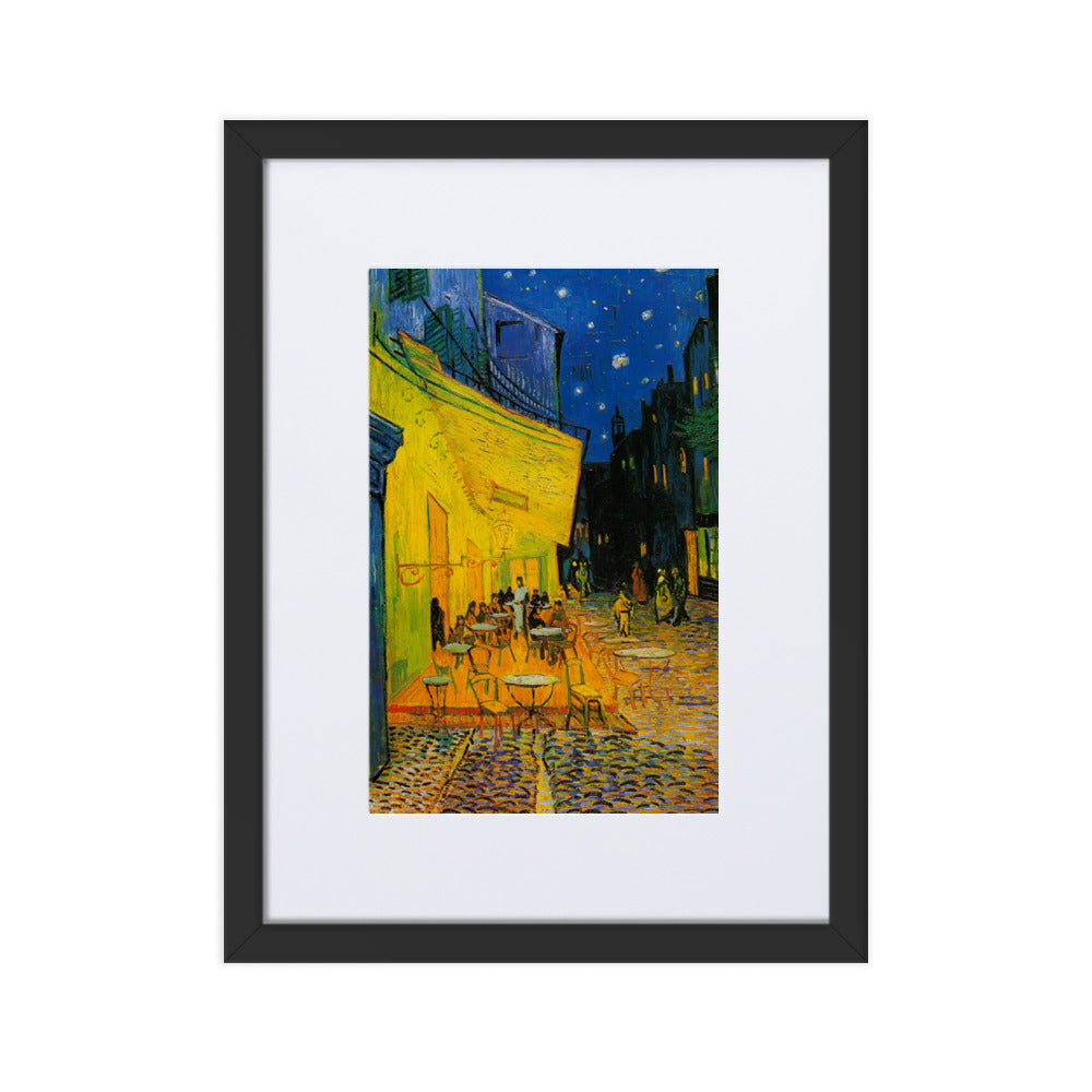 Poster mit Passepartout - Caféterrasse am Abend Vincent van Gogh Schwarz / 30×40 cm artlia