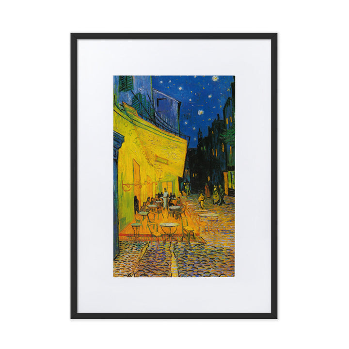 Poster mit Passepartout - Caféterrasse am Abend Vincent van Gogh Schwarz / 50×70 cm artlia