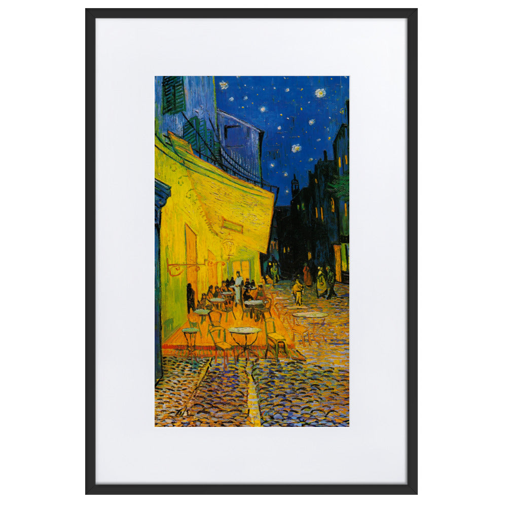 Poster mit Passepartout - Caféterrasse am Abend Vincent van Gogh Schwarz / 61×91 cm artlia