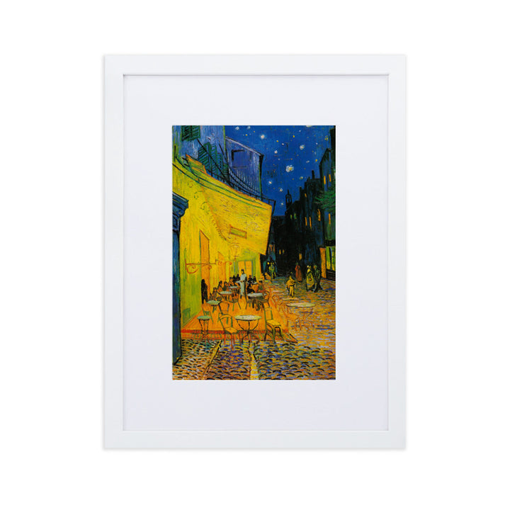 Poster mit Passepartout - Caféterrasse am Abend Vincent van Gogh Weiß / 30×40 cm artlia