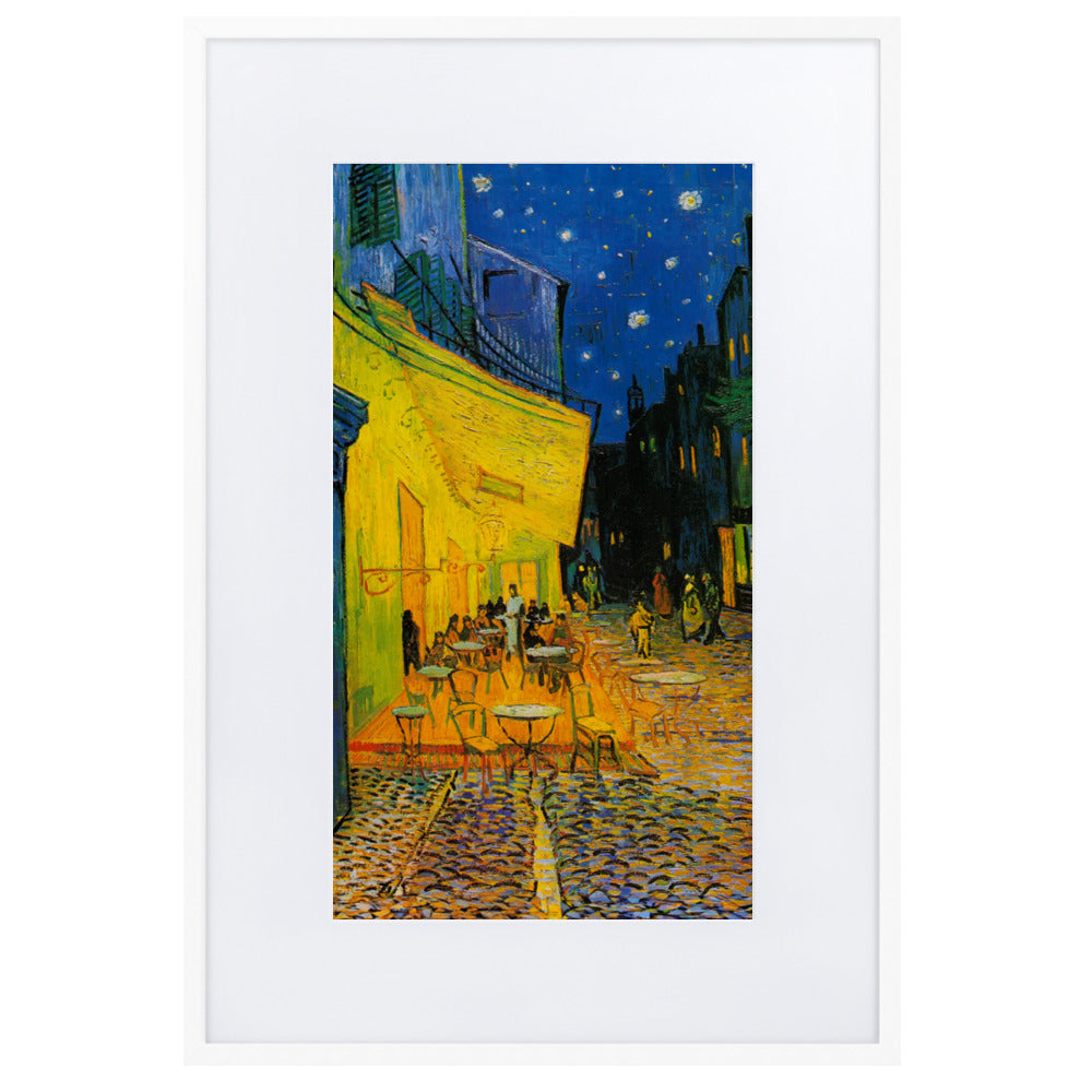 Poster mit Passepartout - Caféterrasse am Abend Vincent van Gogh Weiß / 61×91 cm artlia