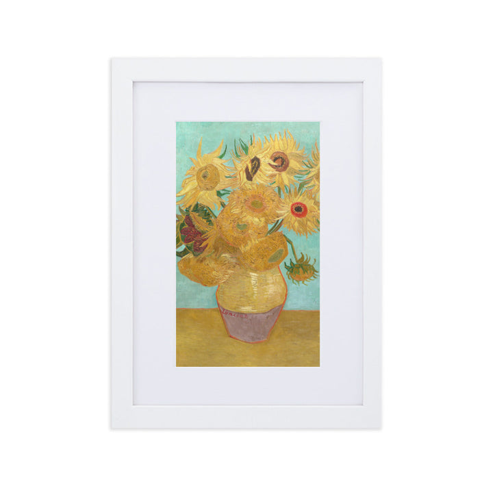 Poster mit Passepartout - Sonnenblumen, 1889 Vincent van Gogh Weiß / 21×30 cm artlia
