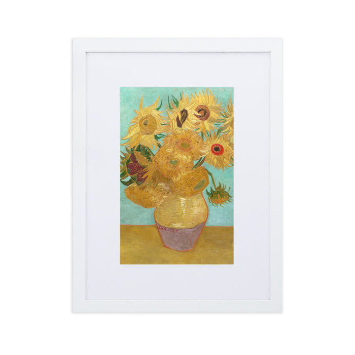 Poster mit Passepartout - Sonnenblumen, 1889 Vincent van Gogh Weiß / 30×40 cm artlia