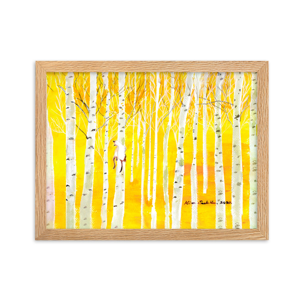 Poster mit Rahmen - Birkenwald Birch Forest Seokhee Kim Oak / 30×40 cm artlia