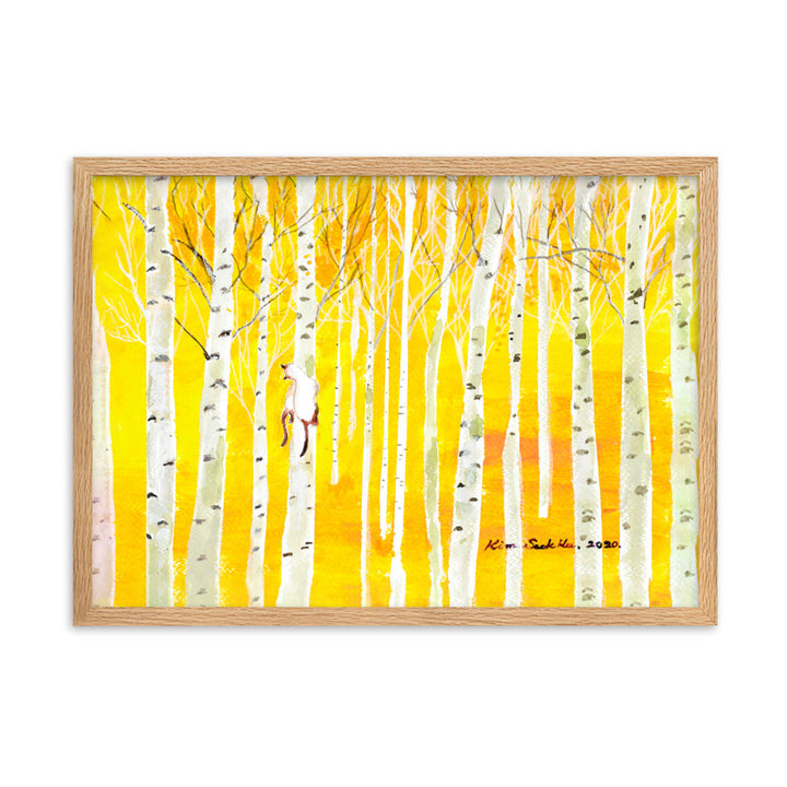 Poster mit Rahmen - Birkenwald Birch Forest Seokhee Kim Oak / 50×70 cm artlia
