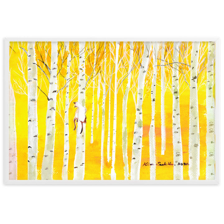 Poster mit Rahmen - Birkenwald Birch Forest Seokhee Kim Weiß / 61×91 cm artlia