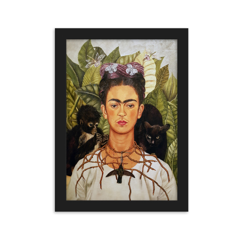 Poster mit Rahmen - Frida Kahlo with Thorn Necklace and Hummingbird ARTLIA Schwarz / 21×30 cm artlia