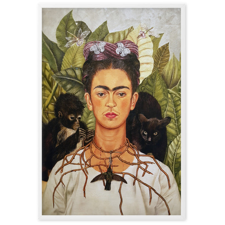 Poster mit Rahmen - Frida Kahlo with Thorn Necklace and Hummingbird ARTLIA Weiß / 61×91 cm artlia