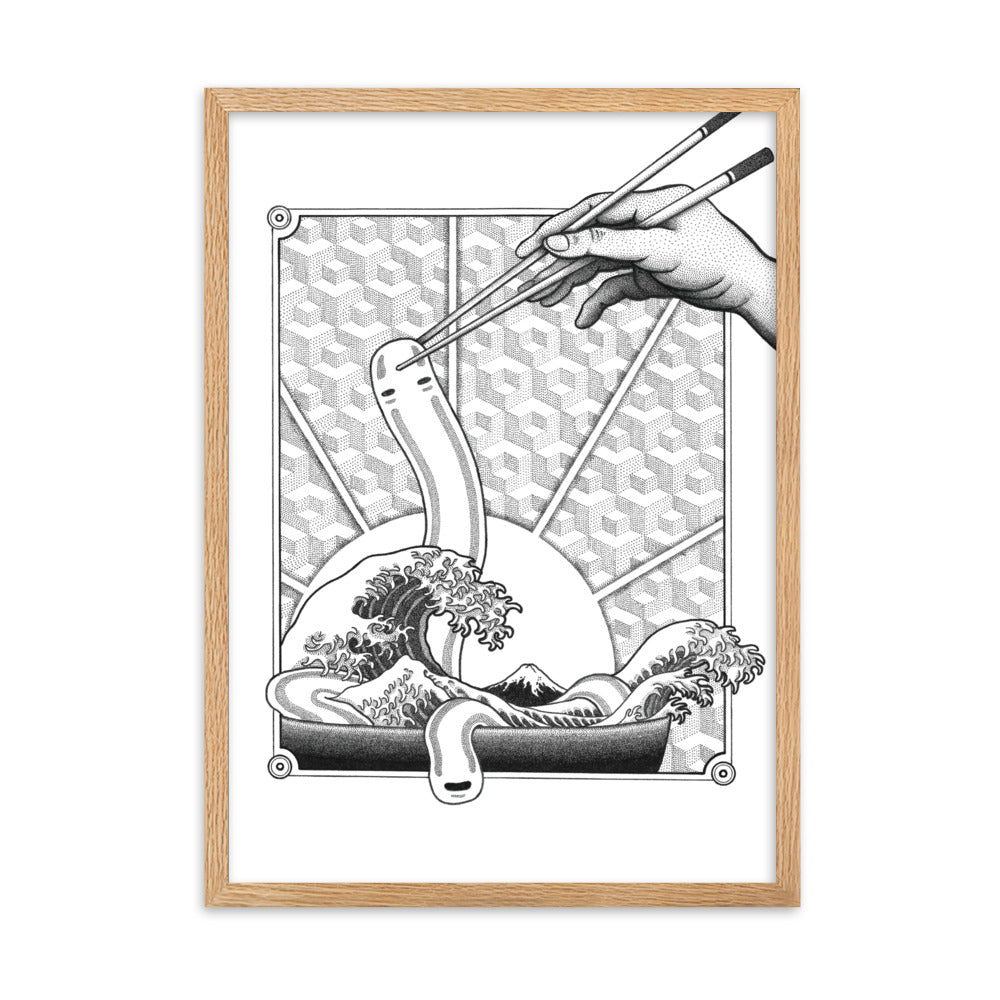 Poster mit Rahmen - Ghibli Ramen Pavel Illustrations Oak / 50×70 cm artlia