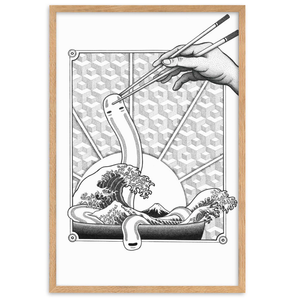 Poster mit Rahmen - Ghibli Ramen Pavel Illustrations Oak / 61×91 cm artlia