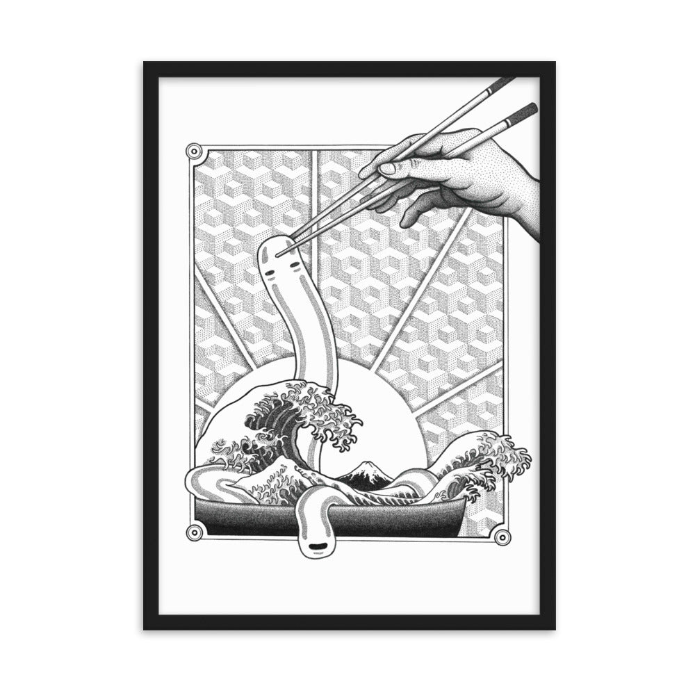 Poster mit Rahmen - Ghibli Ramen Pavel Illustrations Schwarz / 50×70 cm artlia