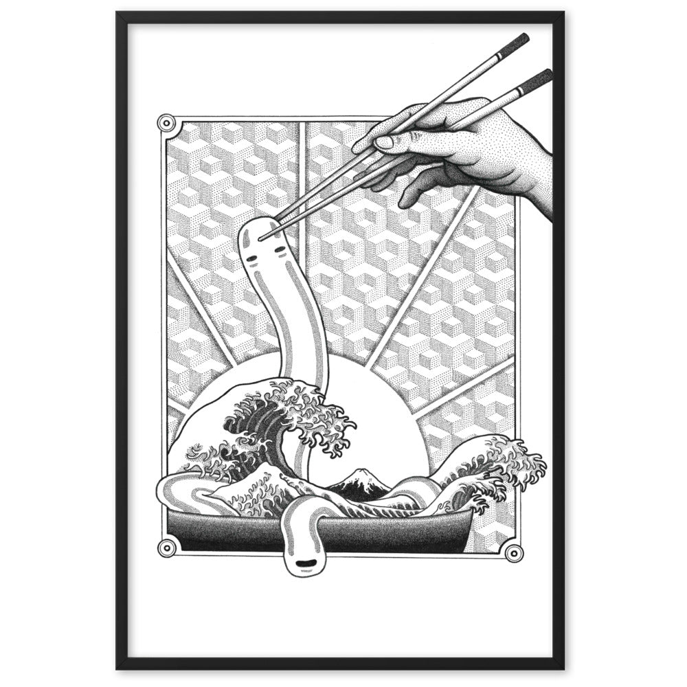 Poster mit Rahmen - Ghibli Ramen Pavel Illustrations Schwarz / 61×91 cm artlia