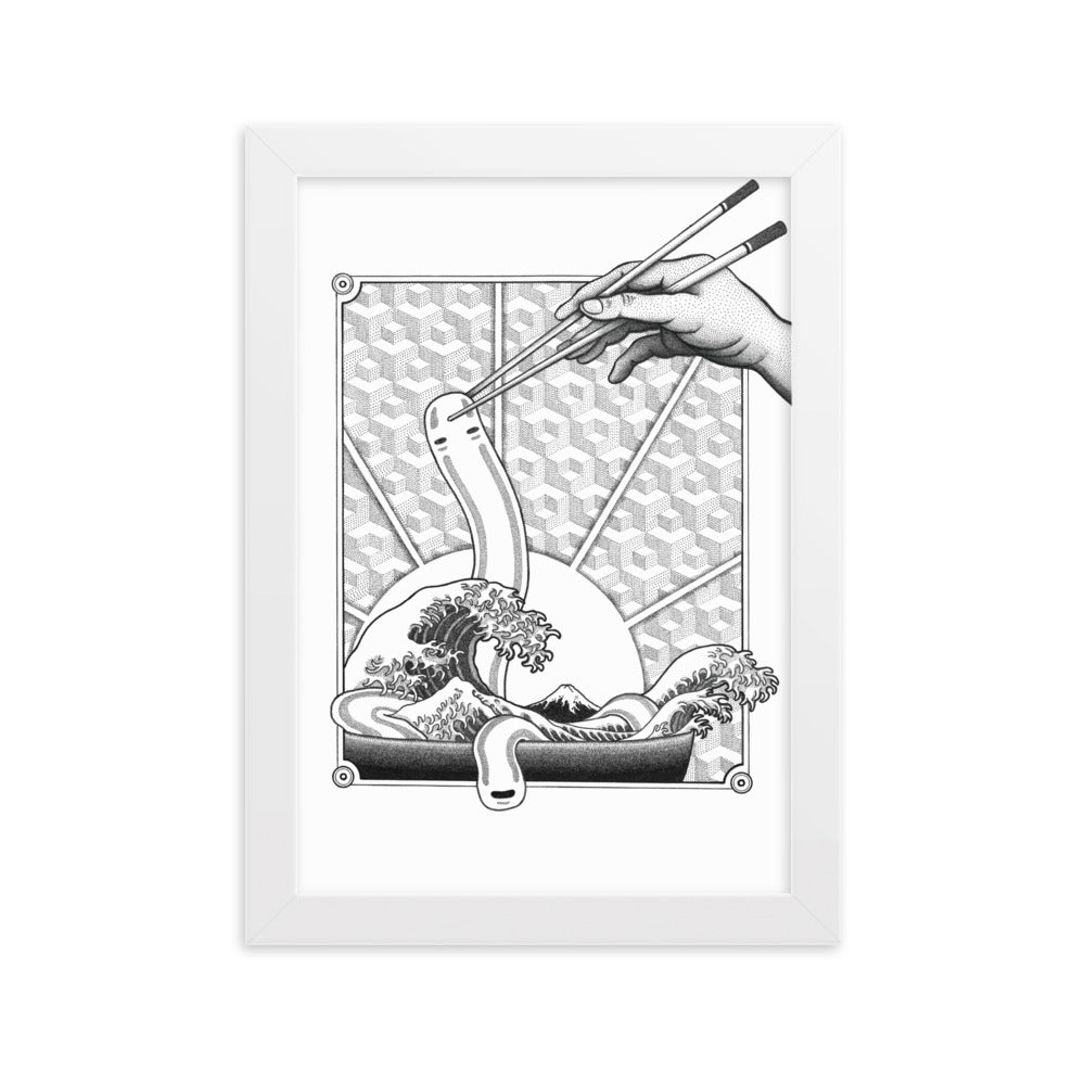 Poster mit Rahmen - Ghibli Ramen Pavel Illustrations Weiß / 21×30 cm artlia