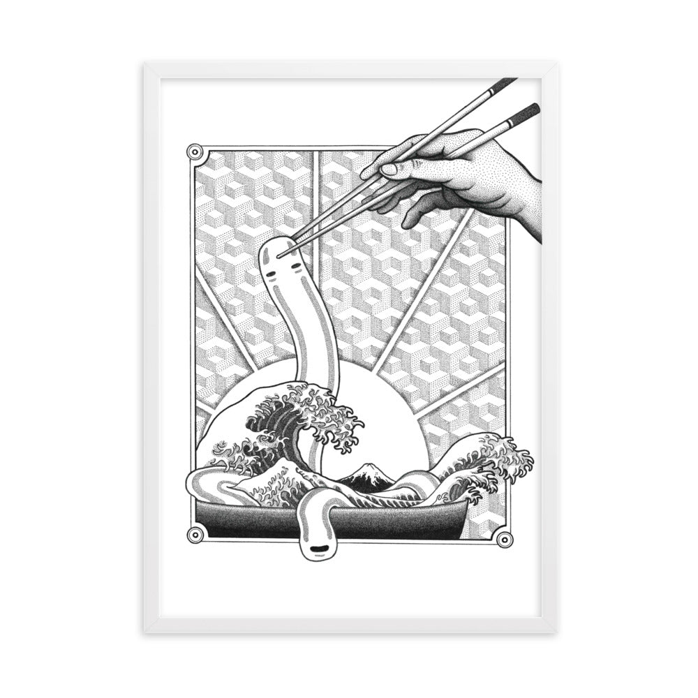 Poster mit Rahmen - Ghibli Ramen Pavel Illustrations Weiß / 50×70 cm artlia