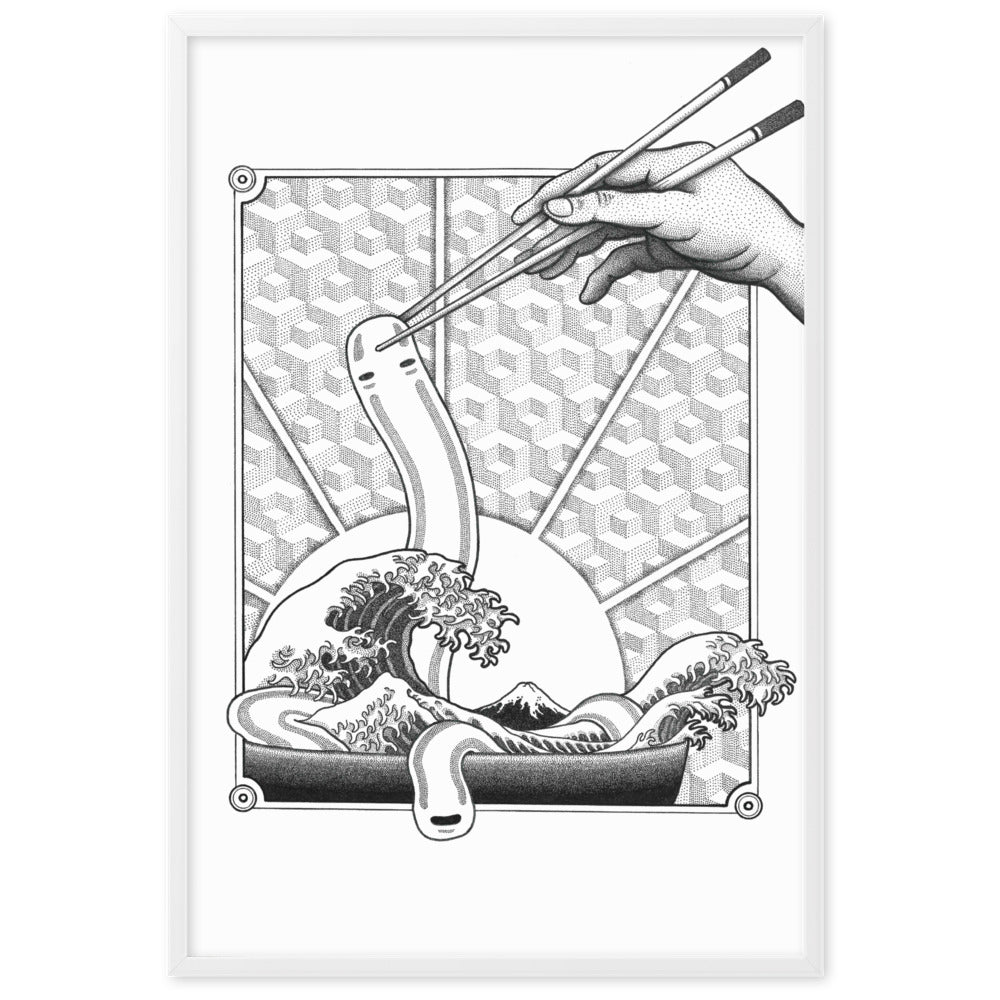 Poster mit Rahmen - Ghibli Ramen Pavel Illustrations Weiß / 61×91 cm artlia