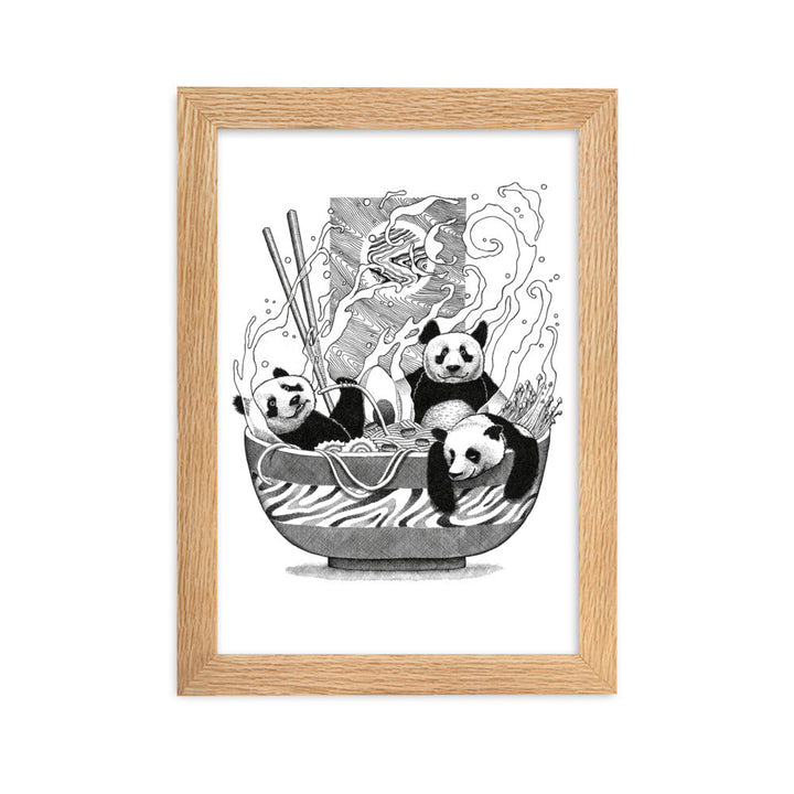 Poster mit Rahmen - Panda Ramen Pavel Illustrations Oak / 21×30 cm artlia