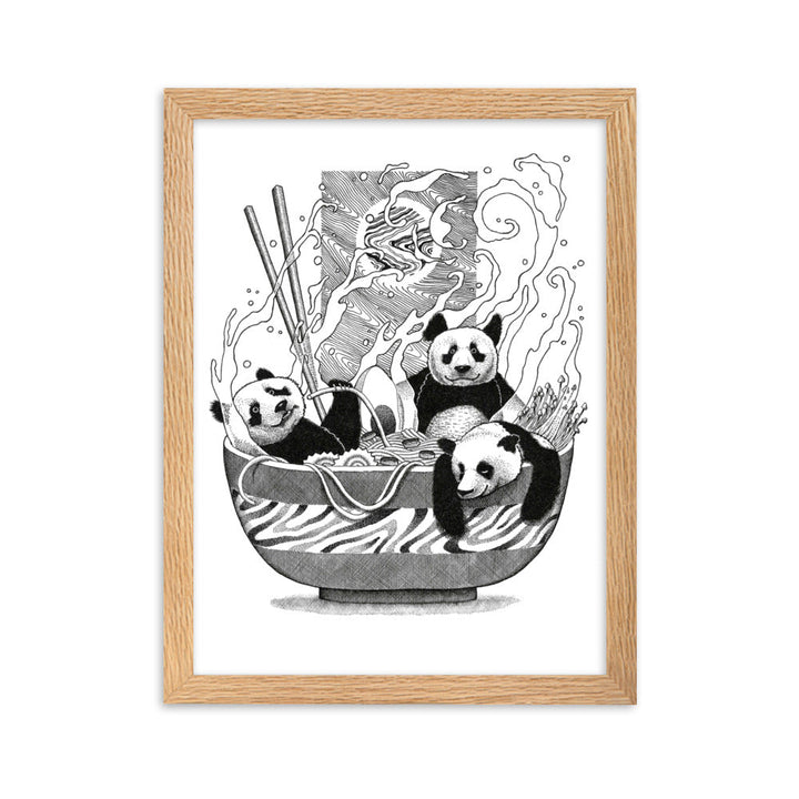 Poster mit Rahmen - Panda Ramen Pavel Illustrations Oak / 30×40 cm artlia
