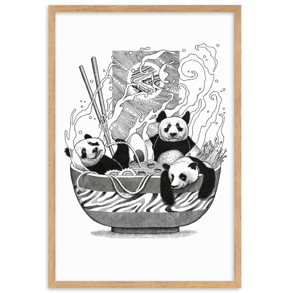Poster mit Rahmen - Panda Ramen Pavel Illustrations Oak / 61×91 cm artlia