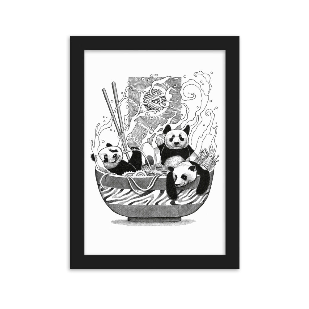 Poster mit Rahmen - Panda Ramen Pavel Illustrations Schwarz / 21×30 cm artlia