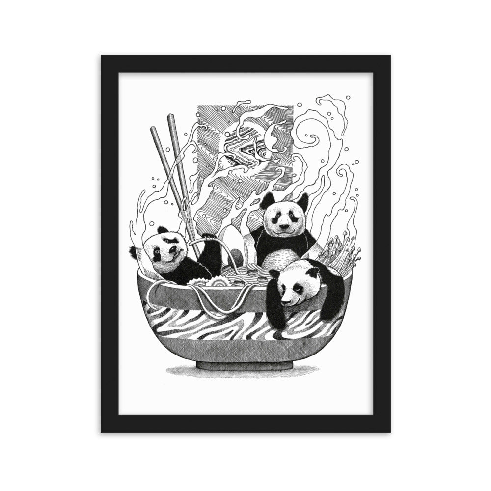 Poster mit Rahmen - Panda Ramen Pavel Illustrations Schwarz / 30×40 cm artlia