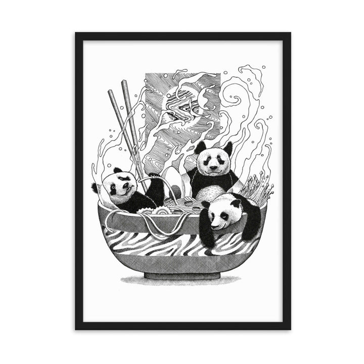 Poster mit Rahmen - Panda Ramen Pavel Illustrations Schwarz / 50×70 cm artlia