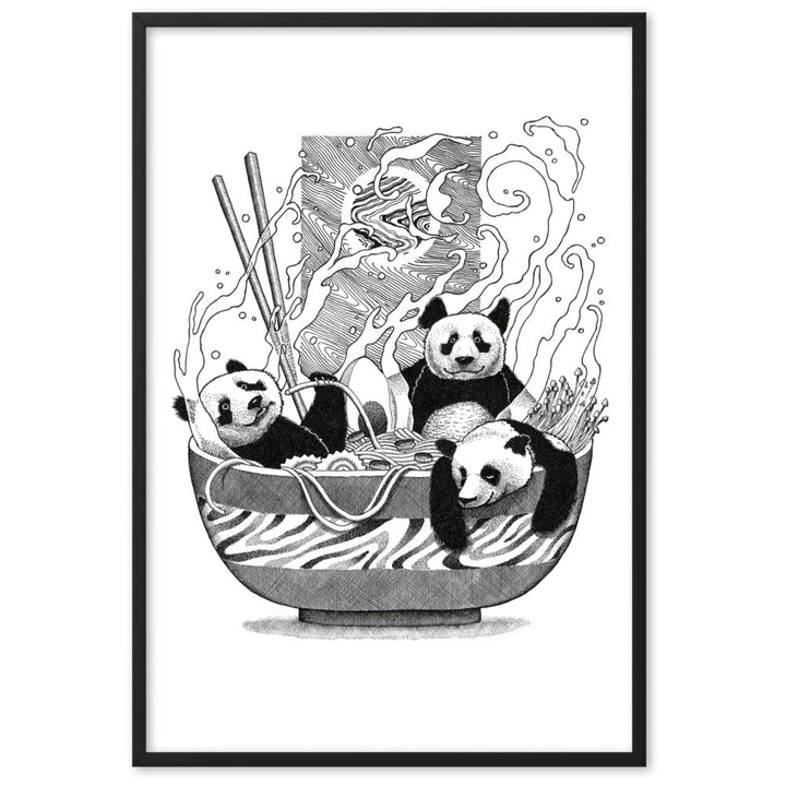 Poster mit Rahmen - Panda Ramen Pavel Illustrations Schwarz / 61×91 cm artlia
