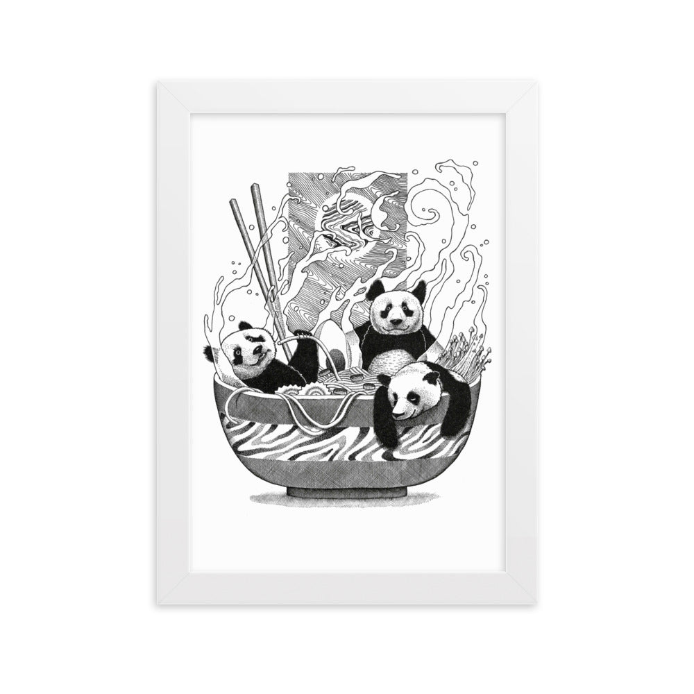 Poster mit Rahmen - Panda Ramen Pavel Illustrations Weiß / 21×30 cm artlia