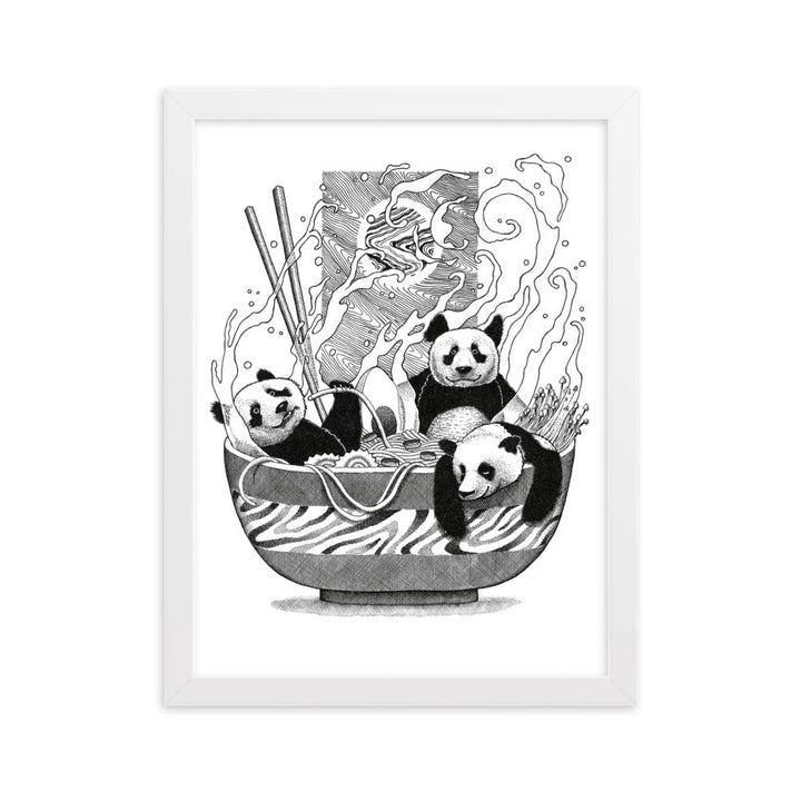 Poster mit Rahmen - Panda Ramen Pavel Illustrations Weiß / 30×40 cm artlia