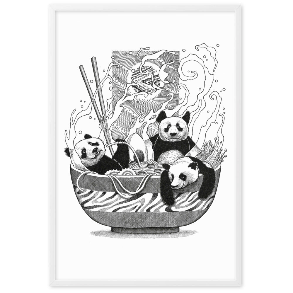 Poster mit Rahmen - Panda Ramen Pavel Illustrations Weiß / 61×91 cm artlia