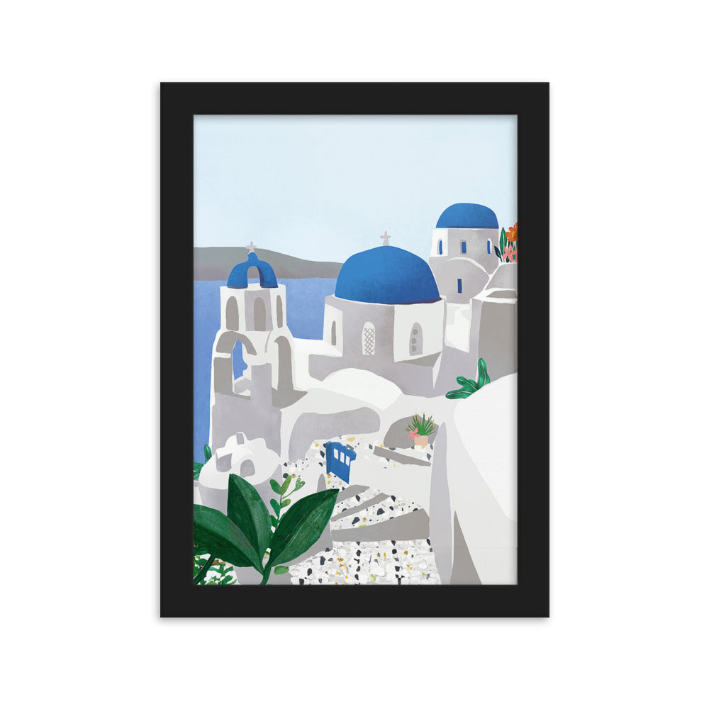 Poster mit Rahmen - Santorini Kuratoren von artlia Schwarz / 21×30 cm artlia