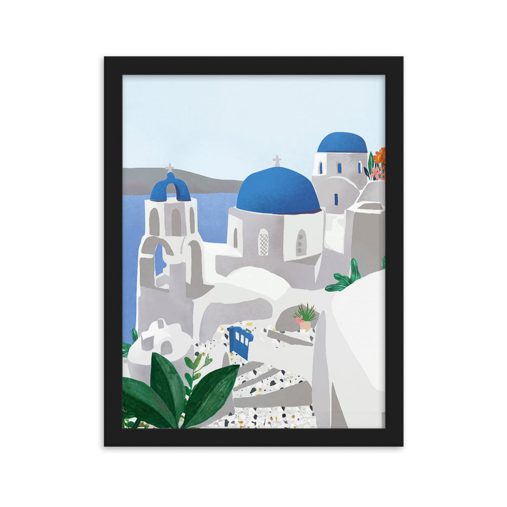 Poster mit Rahmen - Santorini Kuratoren von artlia Schwarz / 30×40 cm artlia