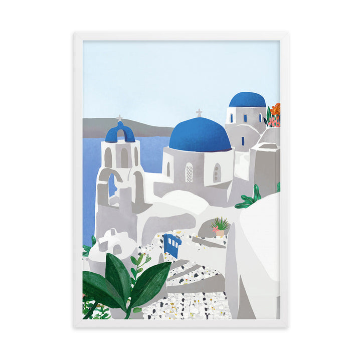 Poster mit Rahmen - Santorini Kuratoren von artlia Weiß / 50×70 cm artlia