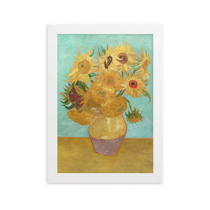 Poster mit Rahmen - Sonnenblumen, 1889 Vincent van Gogh Weiß / 21×30 cm artlia