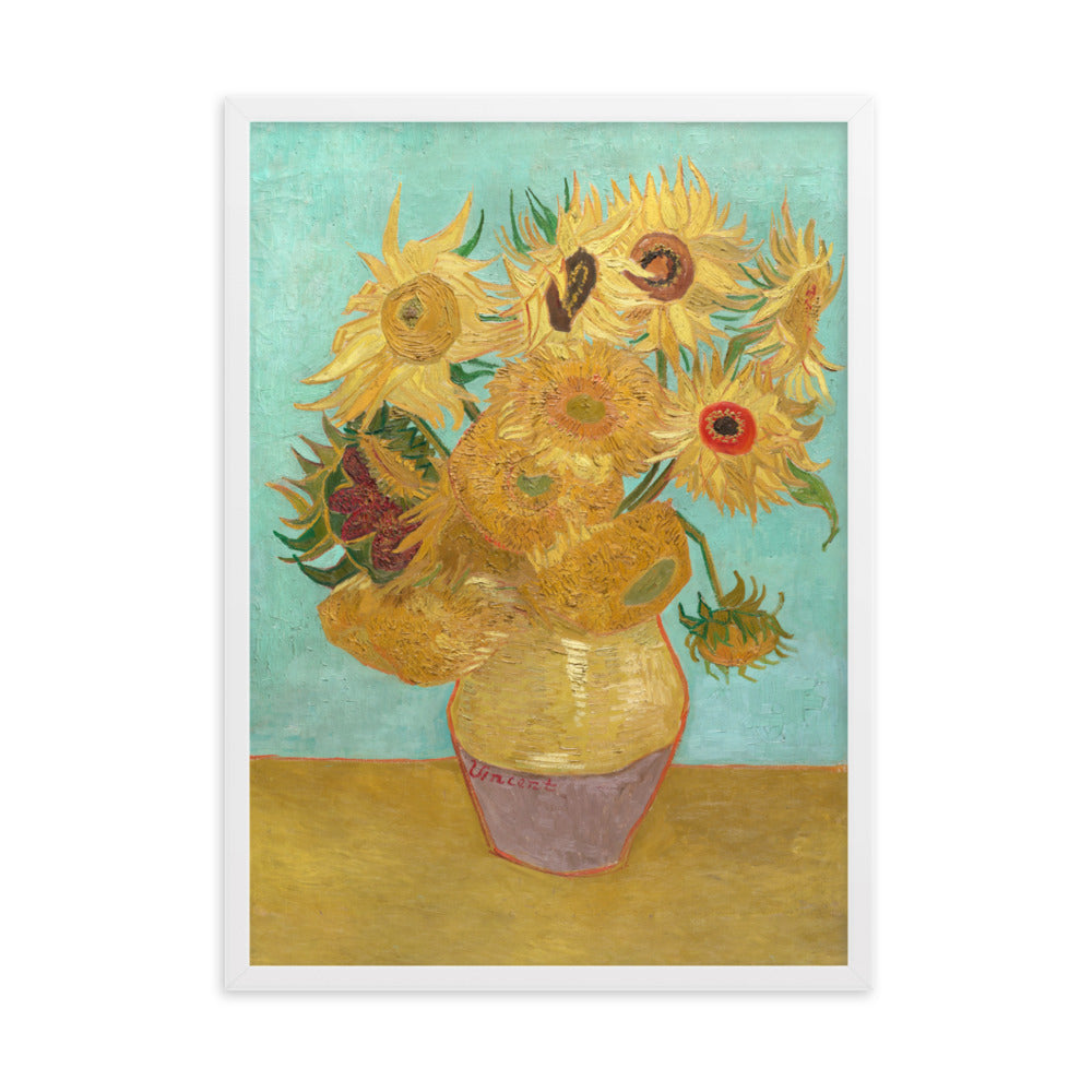 Poster mit Rahmen - Sonnenblumen, 1889 Vincent van Gogh Weiß / 50×70 cm artlia
