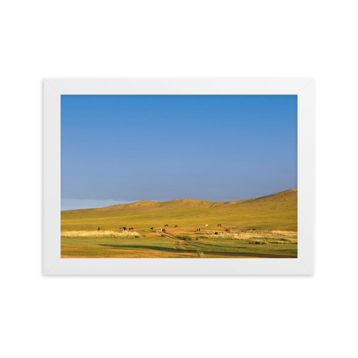Poster mit Rahmen - Steppe on a calm morning, Mongolia Young Han Song Weiß / 21×30 cm artlia