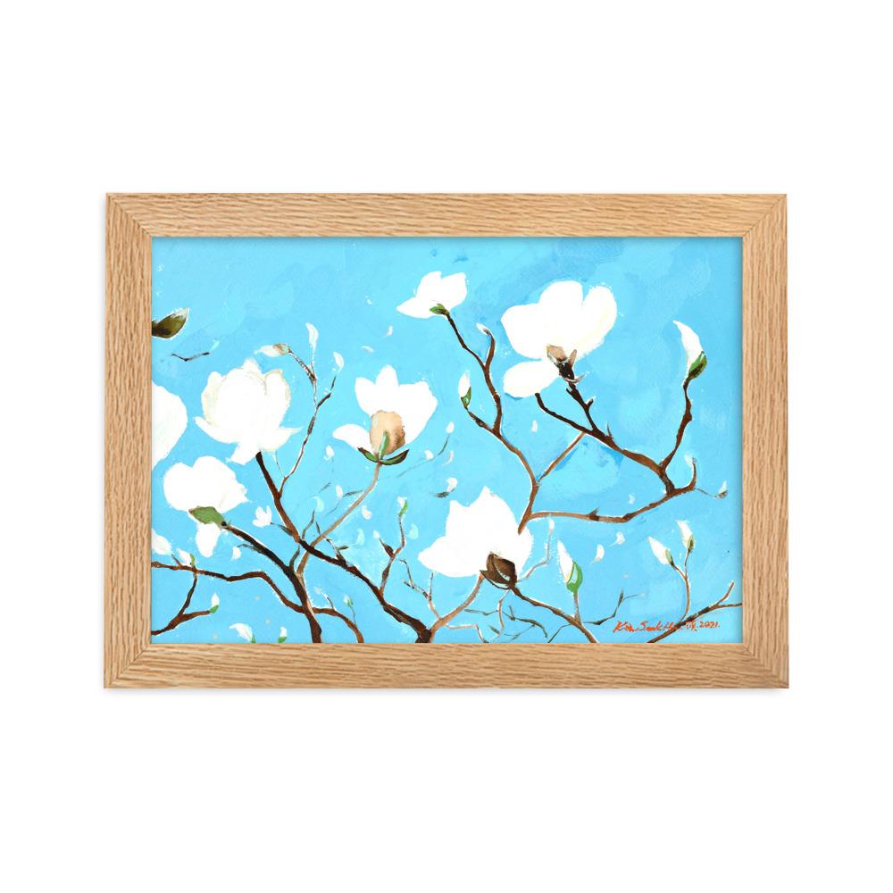 A Thousand, Shiny Magnolia - Poster im Rahmen artlia Oak / 21×30 cm artlia