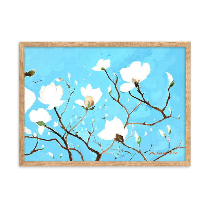 A Thousand, Shiny Magnolia - Poster im Rahmen artlia Oak / 50×70 cm artlia