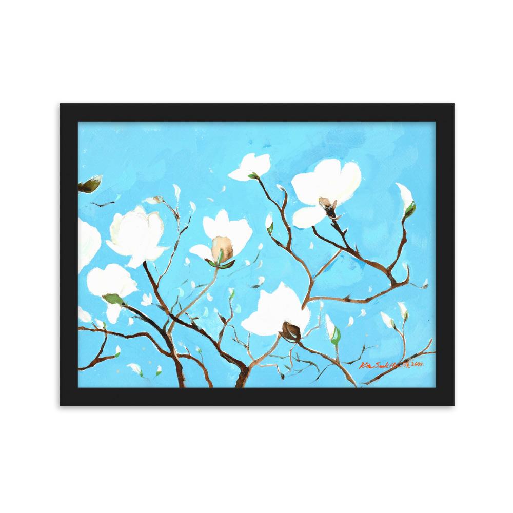 A Thousand, Shiny Magnolia - Poster im Rahmen artlia Schwarz / 30×40 cm artlia