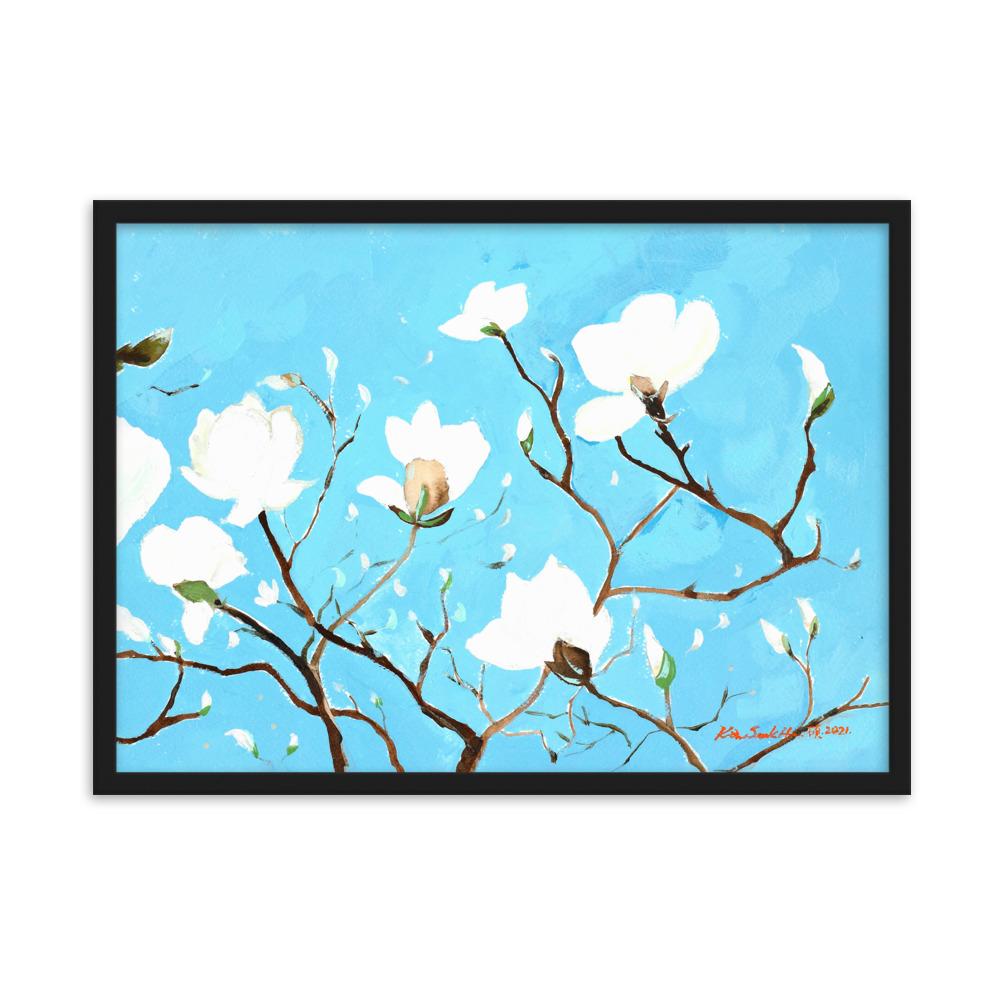 A Thousand, Shiny Magnolia - Poster im Rahmen artlia Schwarz / 50×70 cm artlia