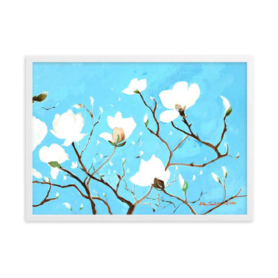 A Thousand, Shiny Magnolia - Poster im Rahmen artlia Weiß / 50×70 cm artlia