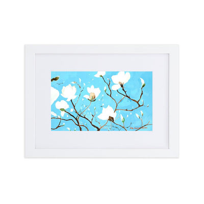 A Thousand, Shiny Magnolia - Poster im Rahmen mit Passepartout artlia Weiß / 21×30 cm artlia